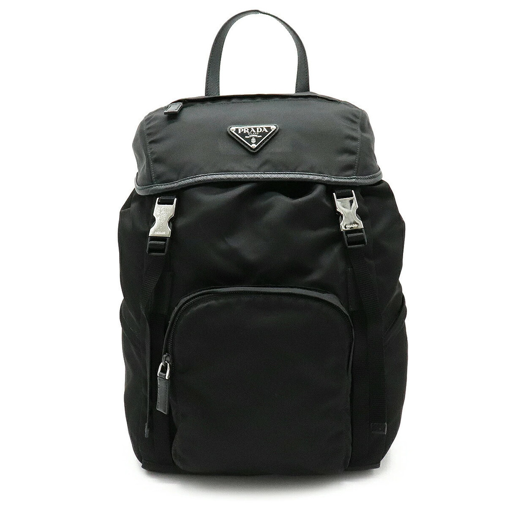 Prada Backpack Rucksack Shoulder Bag Leather NERO Black